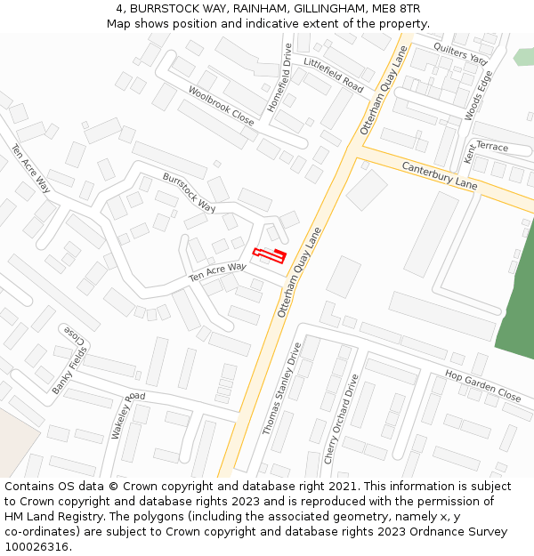 4, BURRSTOCK WAY, RAINHAM, GILLINGHAM, ME8 8TR: Location map and indicative extent of plot