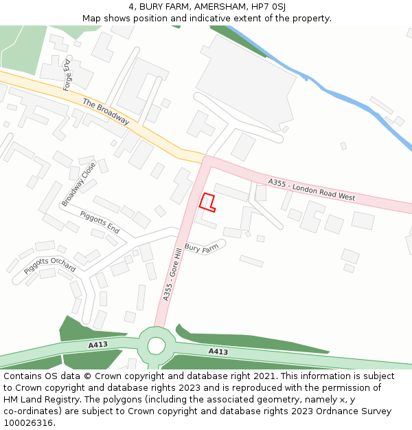 4, BURY FARM, AMERSHAM, HP7 0SJ: Location map and indicative extent of plot