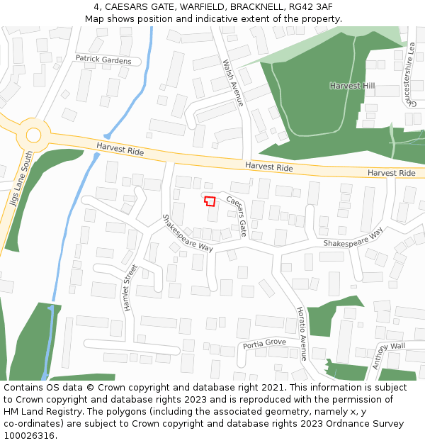 4, CAESARS GATE, WARFIELD, BRACKNELL, RG42 3AF: Location map and indicative extent of plot