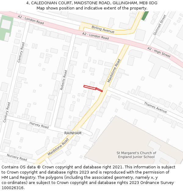 4, CALEDONIAN COURT, MAIDSTONE ROAD, GILLINGHAM, ME8 0DG: Location map and indicative extent of plot