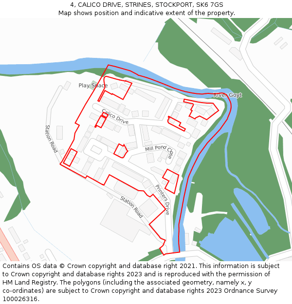 4, CALICO DRIVE, STRINES, STOCKPORT, SK6 7GS: Location map and indicative extent of plot