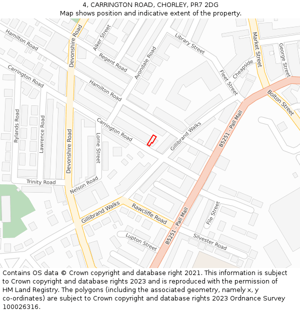 4, CARRINGTON ROAD, CHORLEY, PR7 2DG: Location map and indicative extent of plot
