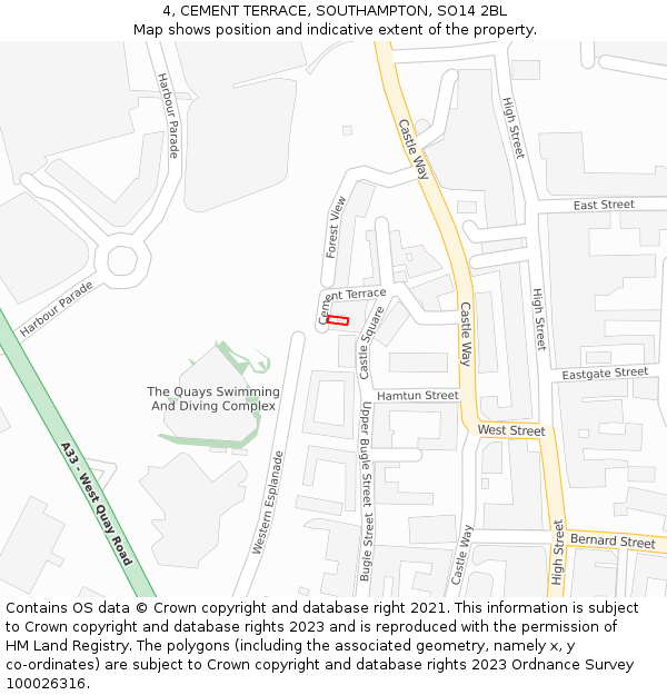 4, CEMENT TERRACE, SOUTHAMPTON, SO14 2BL: Location map and indicative extent of plot