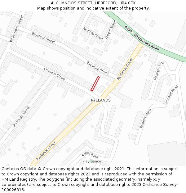 4, CHANDOS STREET, HEREFORD, HR4 0EX: Location map and indicative extent of plot