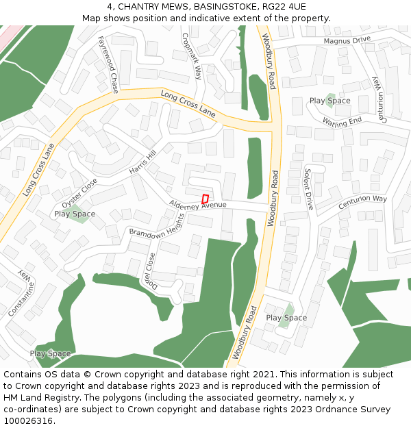 4, CHANTRY MEWS, BASINGSTOKE, RG22 4UE: Location map and indicative extent of plot