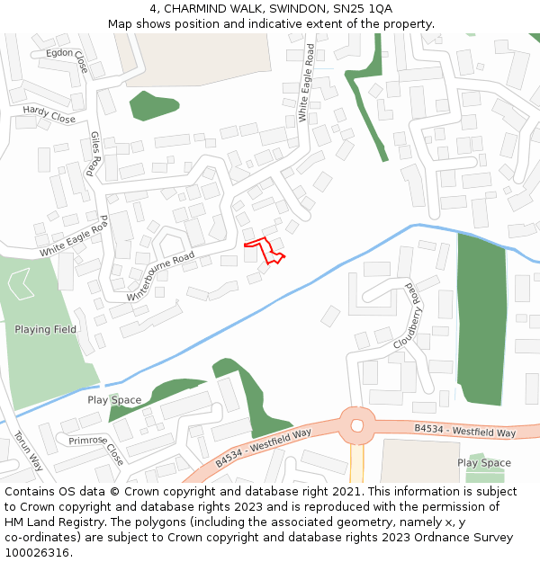 4, CHARMIND WALK, SWINDON, SN25 1QA: Location map and indicative extent of plot