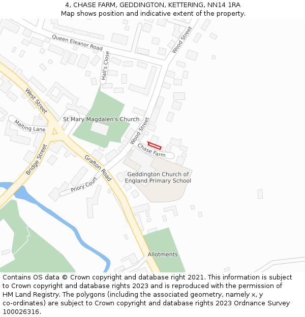 4, CHASE FARM, GEDDINGTON, KETTERING, NN14 1RA: Location map and indicative extent of plot