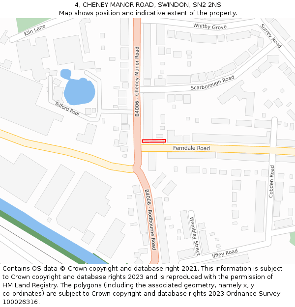4, CHENEY MANOR ROAD, SWINDON, SN2 2NS: Location map and indicative extent of plot