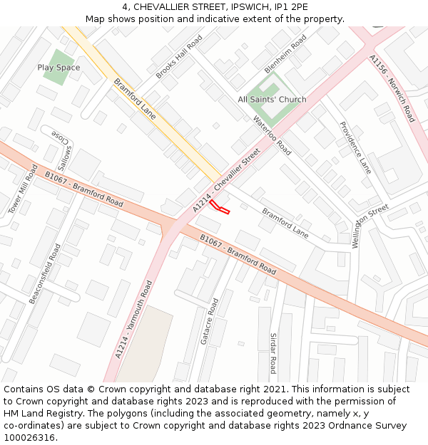 4, CHEVALLIER STREET, IPSWICH, IP1 2PE: Location map and indicative extent of plot