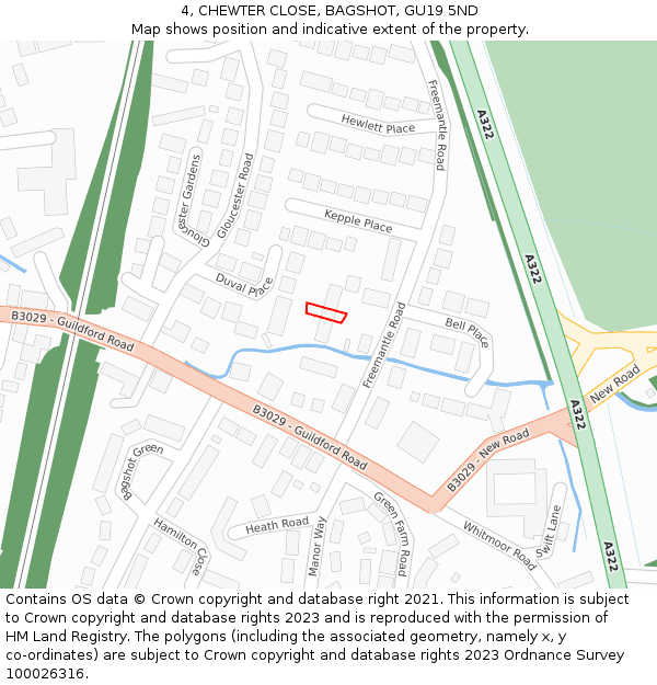 4, CHEWTER CLOSE, BAGSHOT, GU19 5ND: Location map and indicative extent of plot