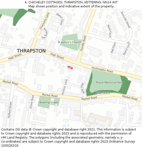 4, CHICHELEY COTTAGES, THRAPSTON, KETTERING, NN14 4XT: Location map and indicative extent of plot