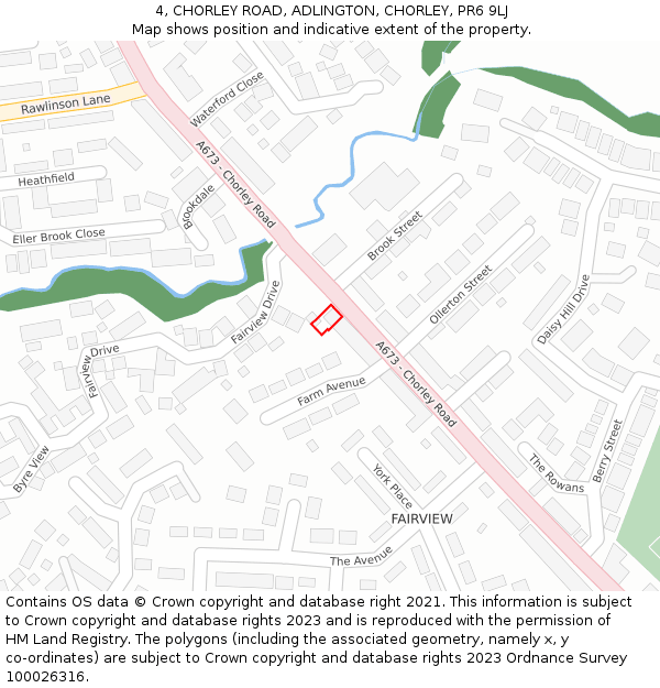 4, CHORLEY ROAD, ADLINGTON, CHORLEY, PR6 9LJ: Location map and indicative extent of plot