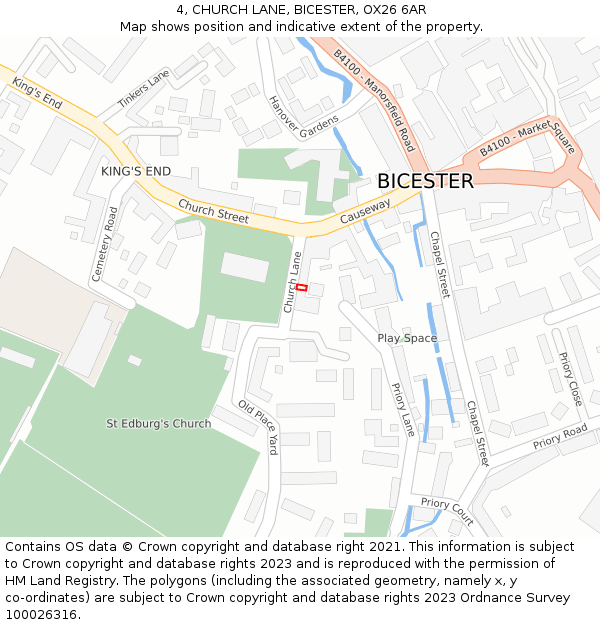 4, CHURCH LANE, BICESTER, OX26 6AR: Location map and indicative extent of plot