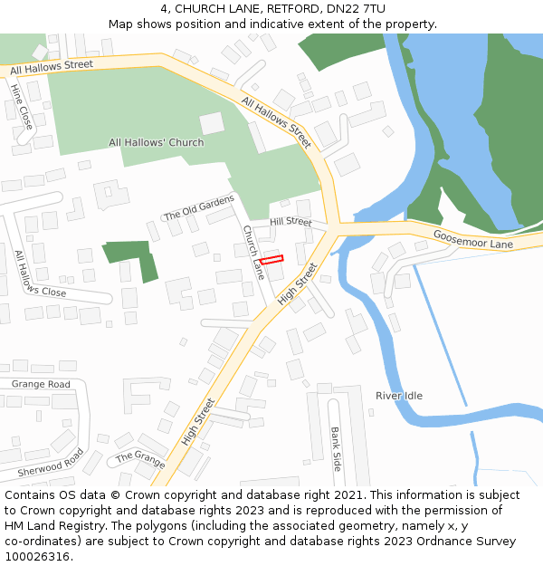 4, CHURCH LANE, RETFORD, DN22 7TU: Location map and indicative extent of plot