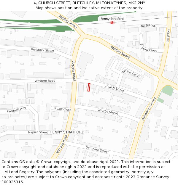 4, CHURCH STREET, BLETCHLEY, MILTON KEYNES, MK2 2NY: Location map and indicative extent of plot