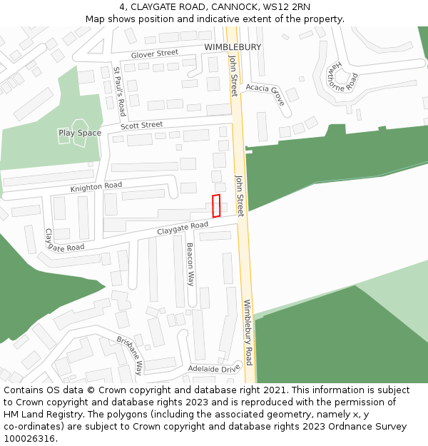4, CLAYGATE ROAD, CANNOCK, WS12 2RN: Location map and indicative extent of plot