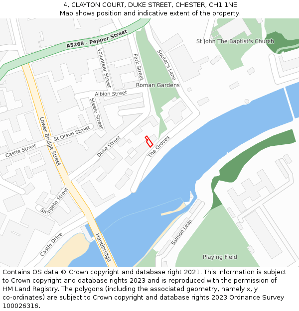 4, CLAYTON COURT, DUKE STREET, CHESTER, CH1 1NE: Location map and indicative extent of plot