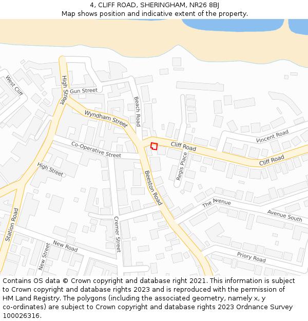 4, CLIFF ROAD, SHERINGHAM, NR26 8BJ: Location map and indicative extent of plot