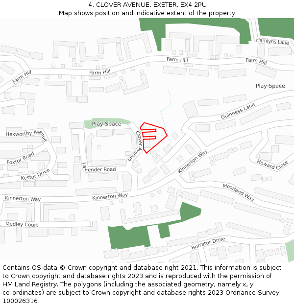 4, CLOVER AVENUE, EXETER, EX4 2PU: Location map and indicative extent of plot