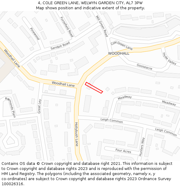 4, COLE GREEN LANE, WELWYN GARDEN CITY, AL7 3PW: Location map and indicative extent of plot