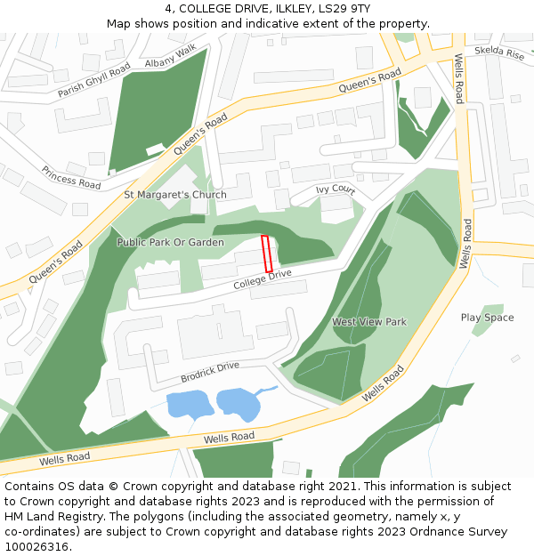 4, COLLEGE DRIVE, ILKLEY, LS29 9TY: Location map and indicative extent of plot