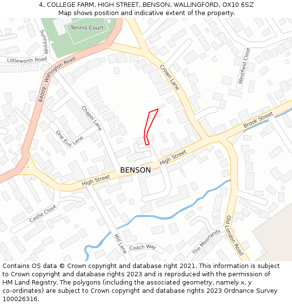 4, COLLEGE FARM, HIGH STREET, BENSON, WALLINGFORD, OX10 6SZ: Location map and indicative extent of plot