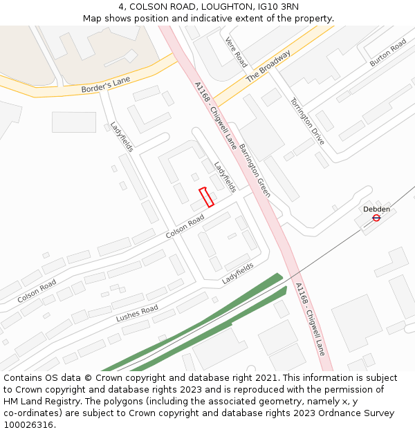 4, COLSON ROAD, LOUGHTON, IG10 3RN: Location map and indicative extent of plot