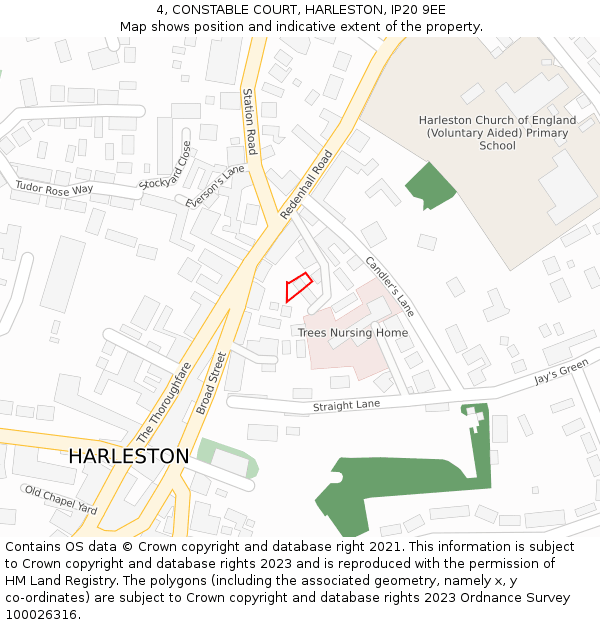 4, CONSTABLE COURT, HARLESTON, IP20 9EE: Location map and indicative extent of plot
