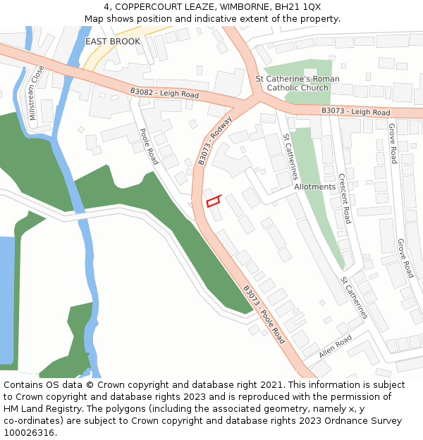 4, COPPERCOURT LEAZE, WIMBORNE, BH21 1QX: Location map and indicative extent of plot