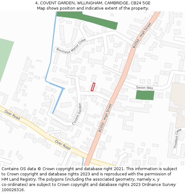 4, COVENT GARDEN, WILLINGHAM, CAMBRIDGE, CB24 5GE: Location map and indicative extent of plot