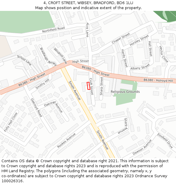 4, CROFT STREET, WIBSEY, BRADFORD, BD6 1LU: Location map and indicative extent of plot