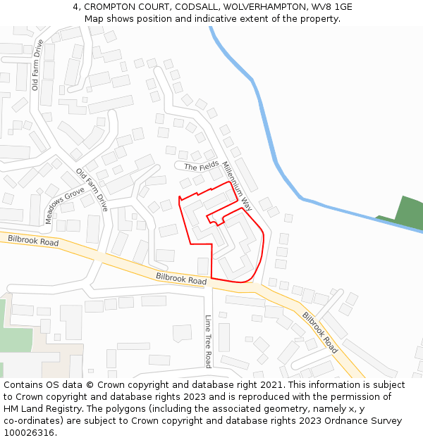 4, CROMPTON COURT, CODSALL, WOLVERHAMPTON, WV8 1GE: Location map and indicative extent of plot