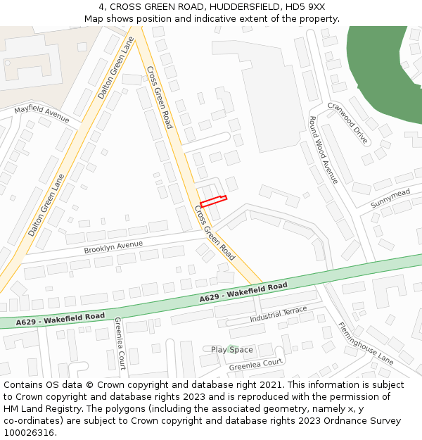 4, CROSS GREEN ROAD, HUDDERSFIELD, HD5 9XX: Location map and indicative extent of plot