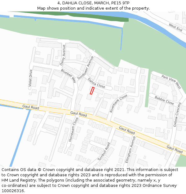 4, DAHLIA CLOSE, MARCH, PE15 9TP: Location map and indicative extent of plot