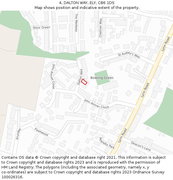 4, DALTON WAY, ELY, CB6 1DS: Location map and indicative extent of plot
