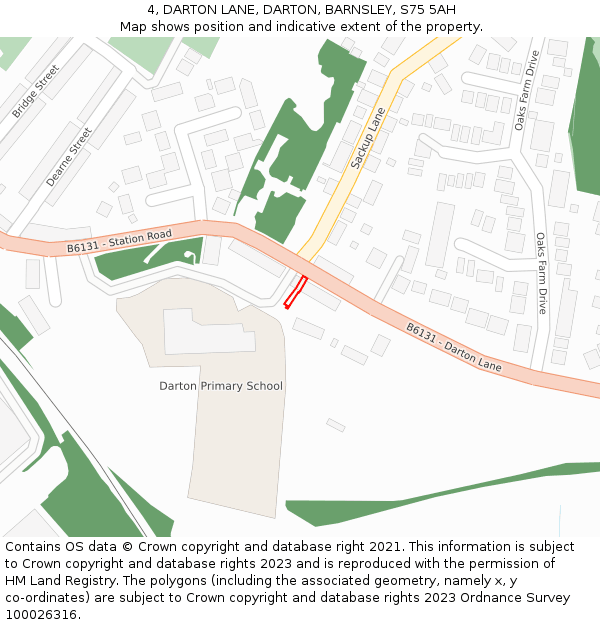 4, DARTON LANE, DARTON, BARNSLEY, S75 5AH: Location map and indicative extent of plot