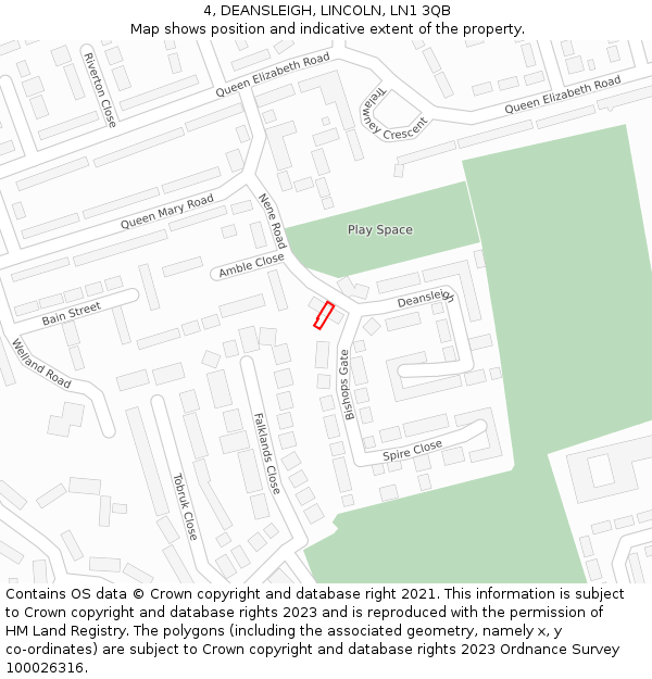 4, DEANSLEIGH, LINCOLN, LN1 3QB: Location map and indicative extent of plot