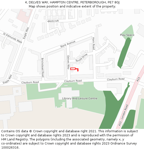 4, DELVES WAY, HAMPTON CENTRE, PETERBOROUGH, PE7 8GJ: Location map and indicative extent of plot