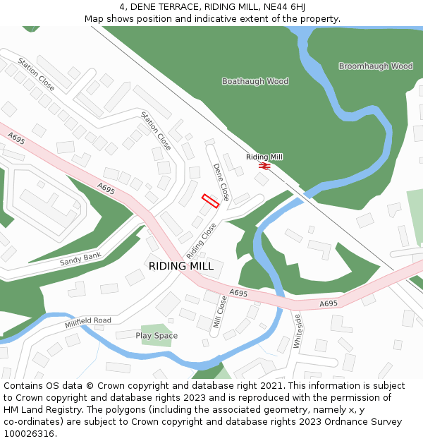 4, DENE TERRACE, RIDING MILL, NE44 6HJ: Location map and indicative extent of plot
