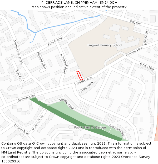 4, DERRIADS LANE, CHIPPENHAM, SN14 0QH: Location map and indicative extent of plot