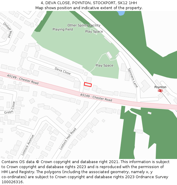 4, DEVA CLOSE, POYNTON, STOCKPORT, SK12 1HH: Location map and indicative extent of plot