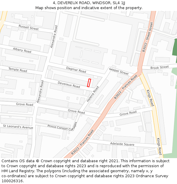 4, DEVEREUX ROAD, WINDSOR, SL4 1JJ: Location map and indicative extent of plot