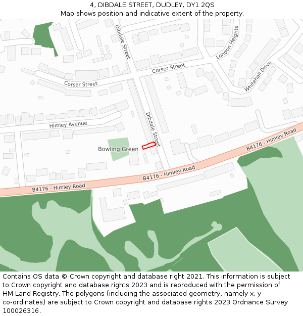 4, DIBDALE STREET, DUDLEY, DY1 2QS: Location map and indicative extent of plot