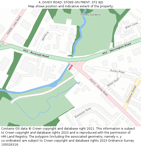 4, DIVIDY ROAD, STOKE-ON-TRENT, ST2 9JG: Location map and indicative extent of plot