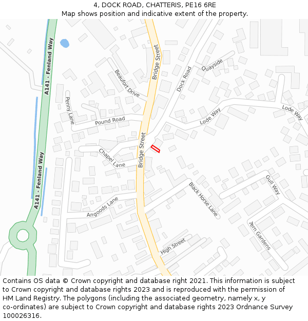 4, DOCK ROAD, CHATTERIS, PE16 6RE: Location map and indicative extent of plot