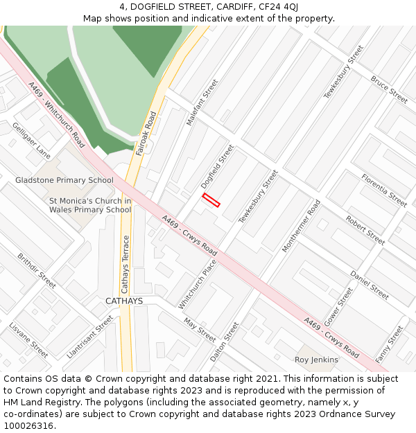 4, DOGFIELD STREET, CARDIFF, CF24 4QJ: Location map and indicative extent of plot