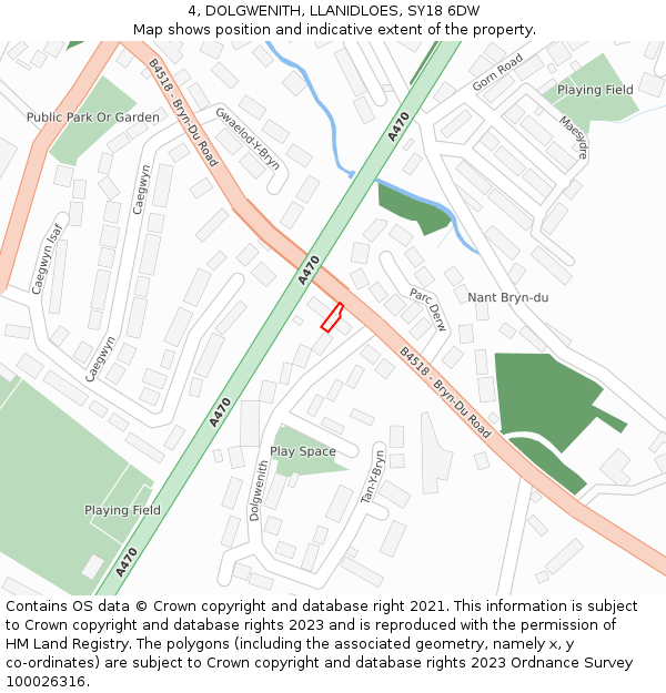 4, DOLGWENITH, LLANIDLOES, SY18 6DW: Location map and indicative extent of plot