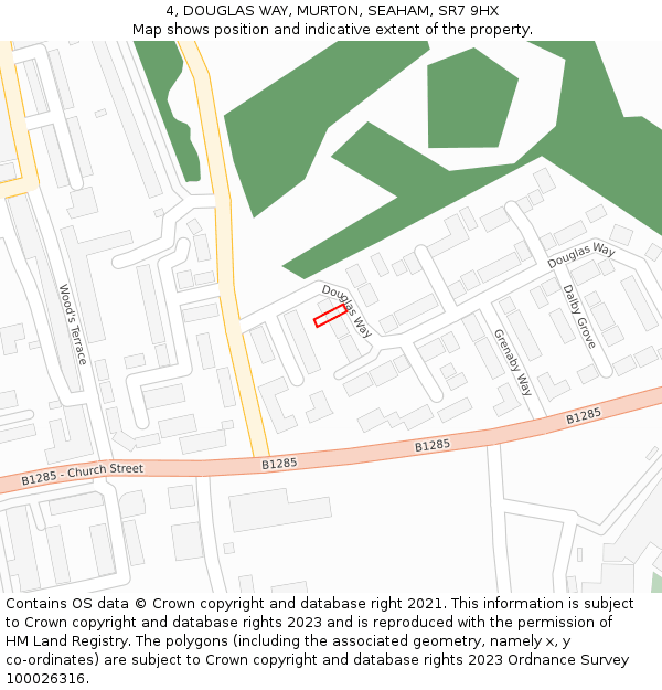 4, DOUGLAS WAY, MURTON, SEAHAM, SR7 9HX: Location map and indicative extent of plot
