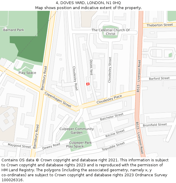 4, DOVES YARD, LONDON, N1 0HQ: Location map and indicative extent of plot