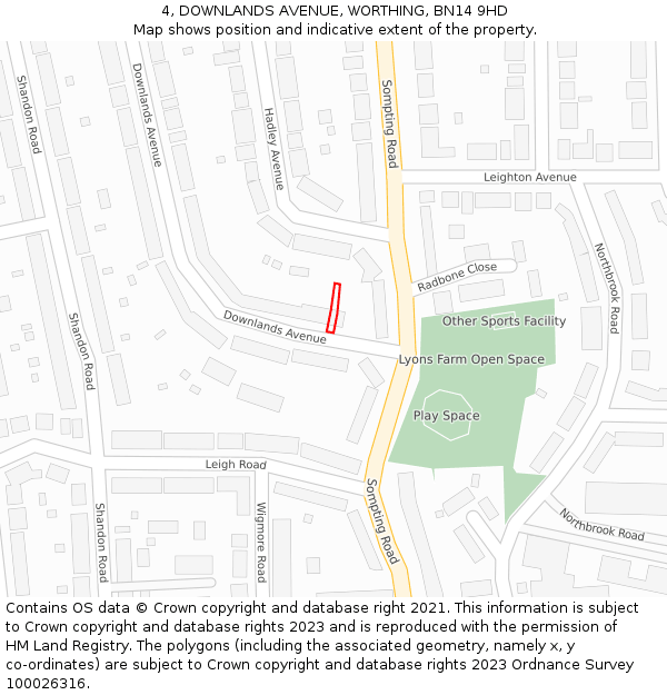 4, DOWNLANDS AVENUE, WORTHING, BN14 9HD: Location map and indicative extent of plot